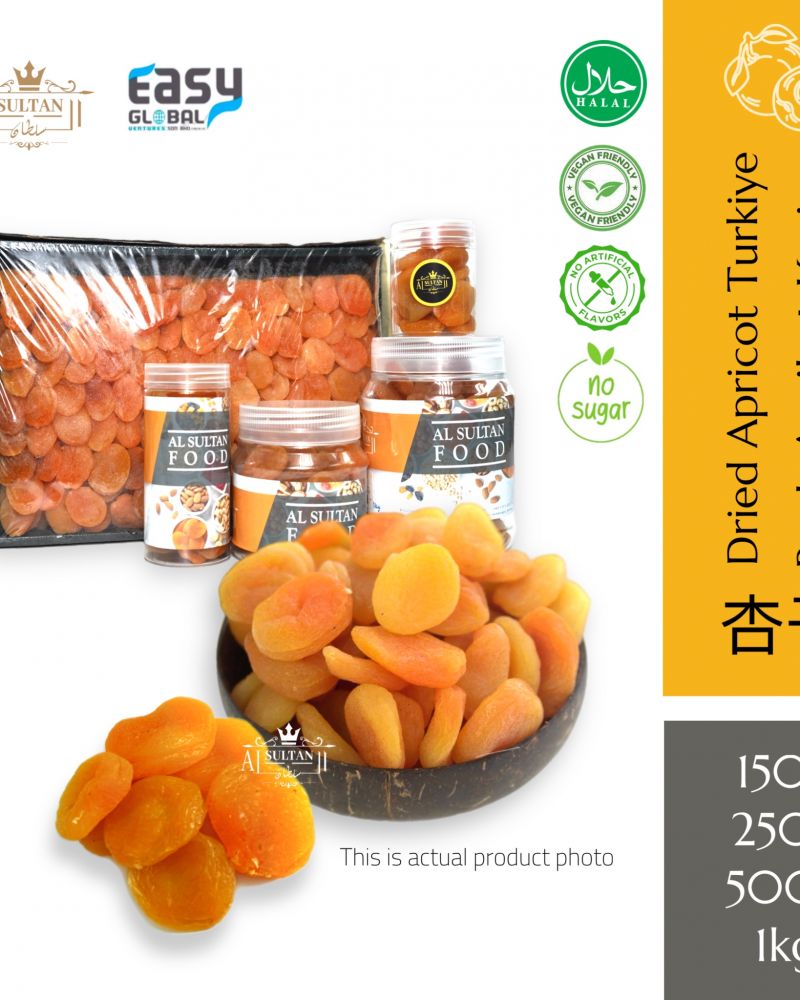 AlsultanFood Turkish Dried Apricot | Aprikot Kering Snek Halal 150g, 250g , 500g, 1kg