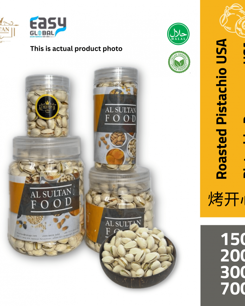 AlsultanFood Roasted Pistachio USA | Kacang Pistachio USA Panggang 100g, 200g, 400g dan 800g