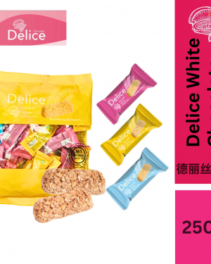 Delice Snek Coklat Putih Oat Puff | White Chocolate Mini Bar Snacks 250G Oatmeal 30pcs+/-