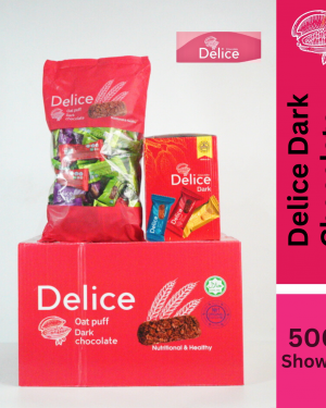 Delice Snek Coklat Gelap Oat Puff | Dark Chocolate  Mini Bar Snacks 500G (SHOWBOX) 60pcs+/-