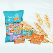 Product in use Delice Snek Coklat Susu Oat Puff | Milky Chocolate Mini Bar Snacks Oatmeal 500g / 50-60pcs+/-