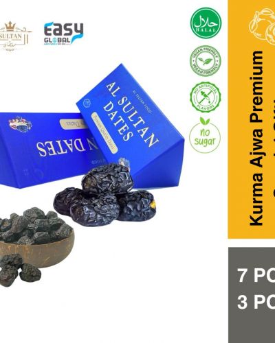 AlsultanFood Kurma Ajwa Madinah Premium Special Giftbox 7pcs, 3pcs