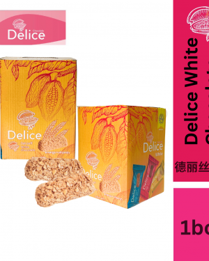 Delice Snek Coklat Putih Oat Puff | White Chocolate Mini Bar Snacks Oatmeal 500G (SHOWBOX) 60pcs+/-