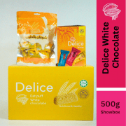 Delice Snek Coklat Putih Oat Puff | White Chocolate Mini Bar Snacks Oatmeal 500G (SHOWBOX) 60pcs+/-