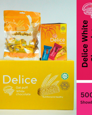 Delice Snek Coklat Putih Oat Puff | White Chocolate Mini Bar Snacks Oatmeal 500G (SHOWBOX) 60pcs+/-