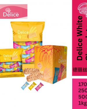 Delice Snek Coklat Putih Oat Puff | White Chocolate Mini Bar Snacks Oatmeal 170g, 250g, 500g, 1kg