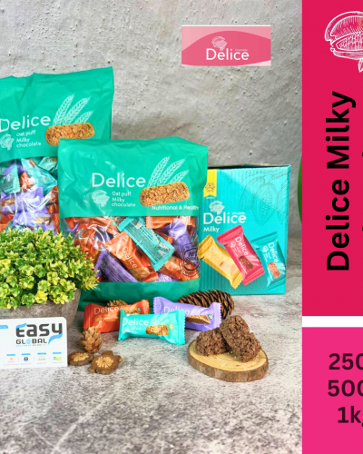 Delice Snek Coklat Susu Oat Puff | Milky Chocolate Mini Bar Snacks Oatmeal 250g, 500g, 1kg