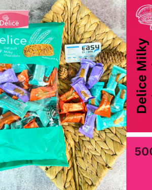 Delice Snek Coklat Susu Oat Puff | Milky Chocolate Mini Bar Snacks Oatmeal  500g / 50-60pcs+/-