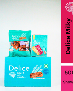 Delice Snek Coklat Susu Oat Puff | Milky Chocolate Mini Bar Snacks Oatmeal 500G (SHOWBOX) 50-60pcs+/-