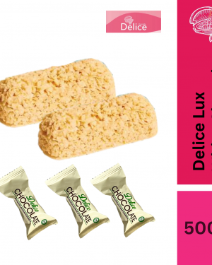 Delice LUX Coklat Putih 500g | Delice Lux White Chocolate – Snek Sihat Viral, Halal, Premium, Asal Uzbek 60pcs+/-