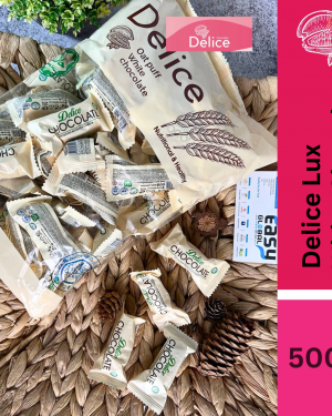 Delice LUX Snek Coklat Putih Oat Puff | White Chocolate Mini Bar Snacks 500g Oatmeal 60pcs+/-