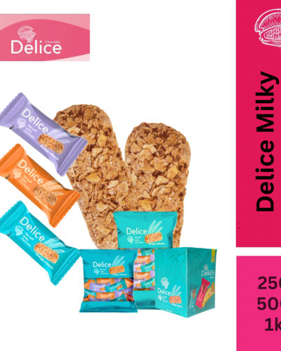 Delice Snek Coklat Susu Oat Puff | Milky Chocolate Mini Bar Snacks Oatmeal 250g, 500g, 1kg