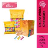 Delice Coklat Putih | Delice White Chocolate – Snek Sihat Viral, Halal, Premium, Asal Uzbek 170g, 250g, 500g, 1kg