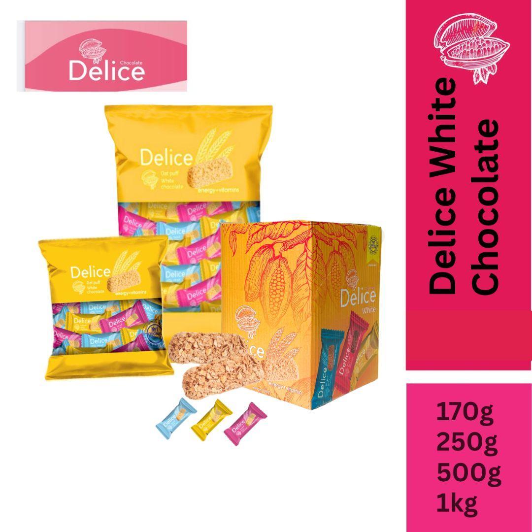 Delice Coklat Putih | Delice White Chocolate – Snek Sihat Viral, Halal, Premium, Asal Uzbek 170g, 250g, 500g, 1kg