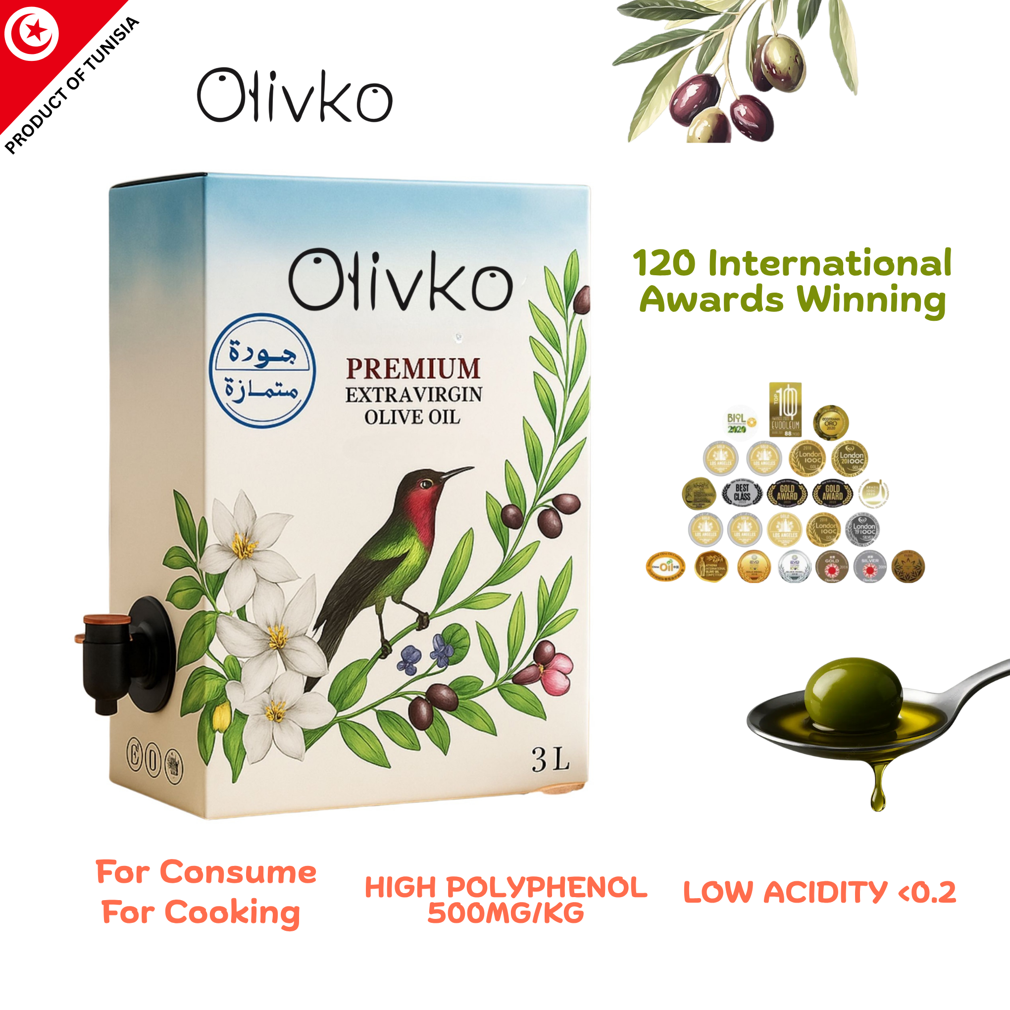 Olivko Premium Extra Virgin Olive Oil 3L